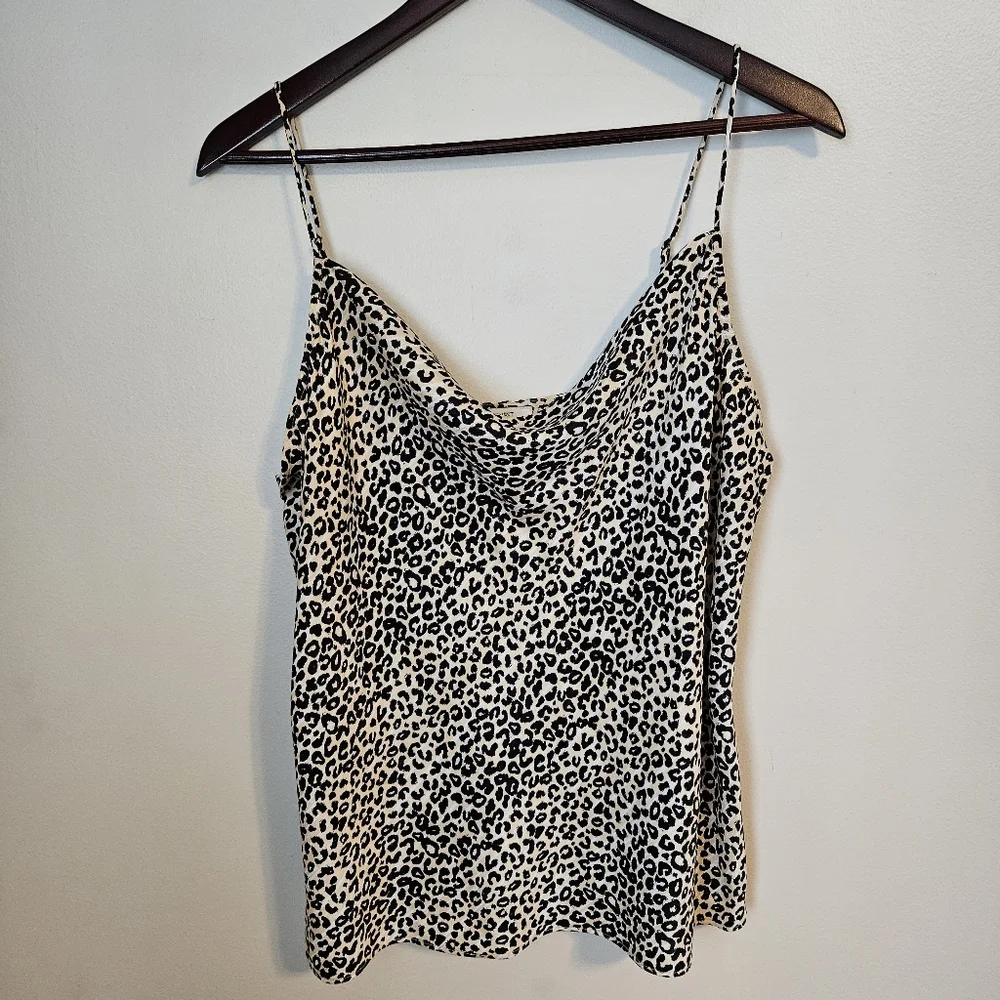 Nine West Tank Top Blouse Leopard Print Cowl Neck Camisole Date Night Animal - Picture 11 of 11